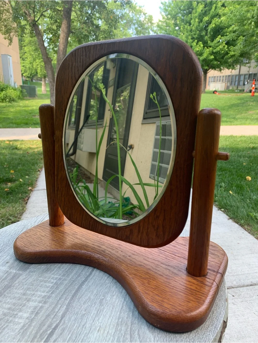 Antique Handcrafted Small Wooden Cheval Mirror with Stand Decorative Mirror*READ